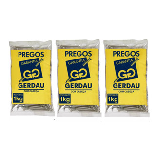 Kit 3 Unidades - Prego Com Cabeça 17x21 Gerdau 1kg em Oferta na Shopee