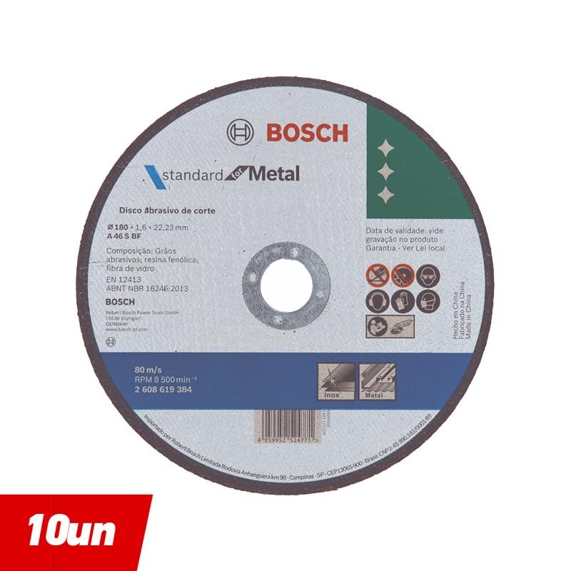 Disco de Corte Metal 7'' (180x1,6mm Reto - 10 Uni.) - Bosch em Oferta na Shopee
