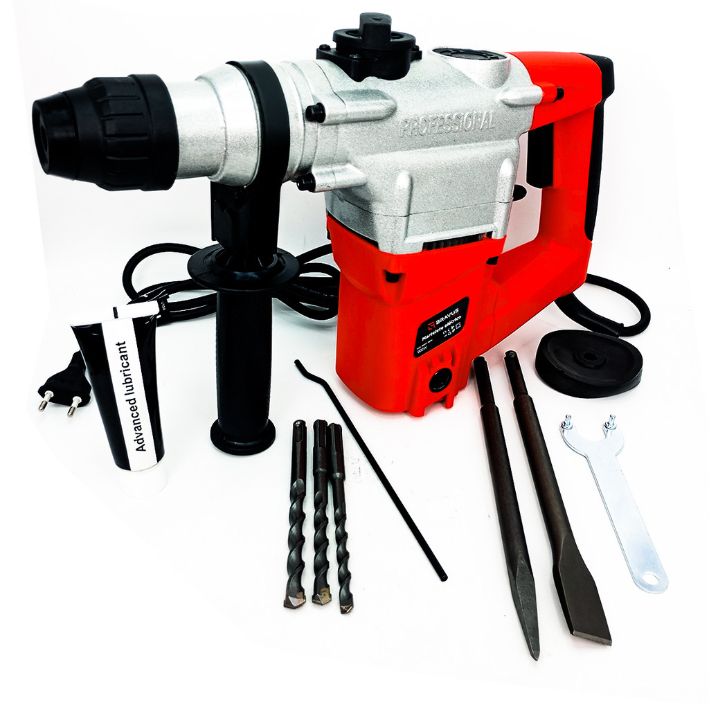 Martelete 900W 750 RPM com Maleta e Acessórios - 3 Brocas SDS Plus e Ponteira 220V Bravus Force em Oferta na Shopee