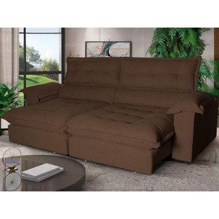 Sofá Retrátil Reclinável Aconchego 2,50m Bouclê Cafe em Oferta na Shopee