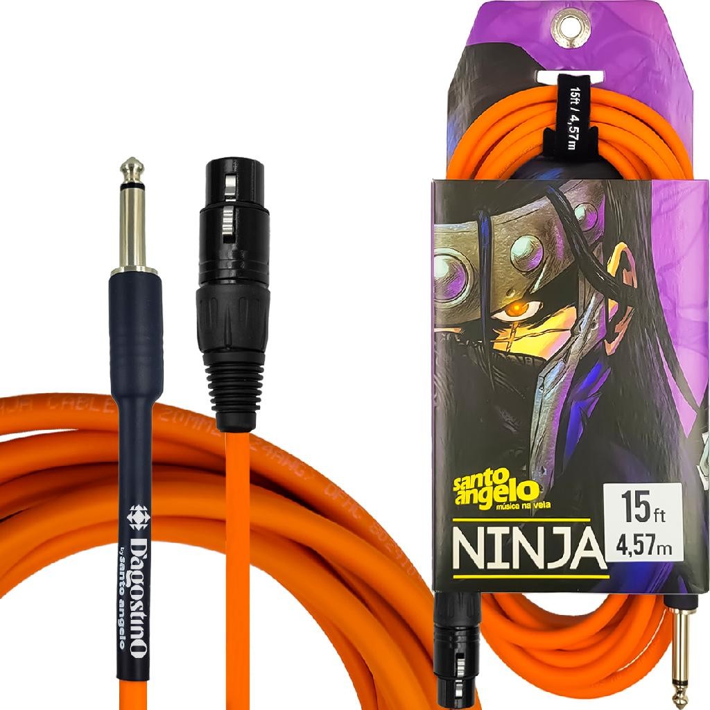 Cabo para Microfone 4,57 Metros 15 ft Laranja DAgostino by Santo Angelo Ninja P10 x Xlr Femea em Oferta na Shopee