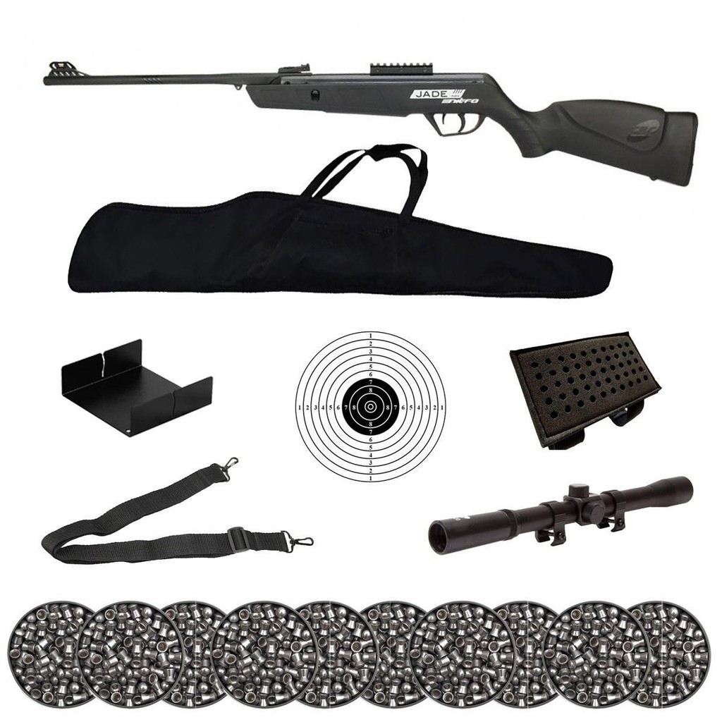 Carabina de Pressão Jade Mais Nitro 5.5mm CBC+Luneta+Chumbos+Bandoleira+Capa+Alvo+Porta Chumbo em Oferta na Shopee