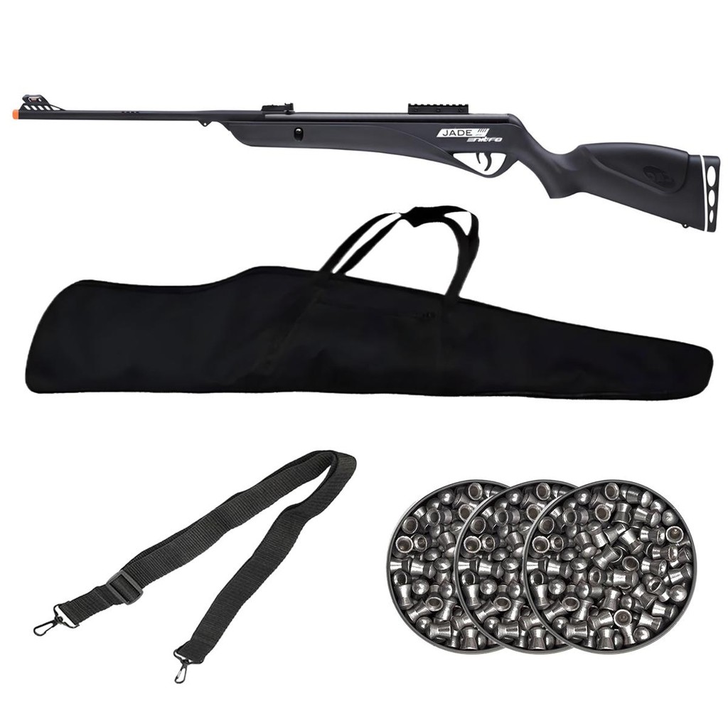 Carabina de Pressão Jade Pro Nitro Preta 5.5mm - CBC + Capa + 3 Chumbos + Bandoleira em Oferta na Shopee