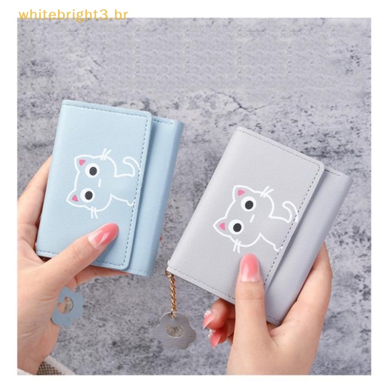 Popular Carteira Feminina Fofa Curta Bolsa De Couro Meninas Dinheiro Porta Cartão .