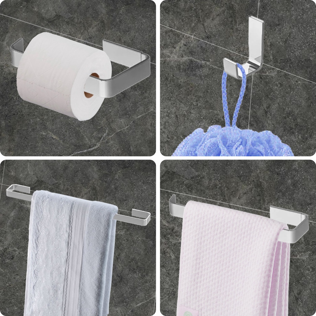 Kit Acessorios Para Banheiro Quadrado 4 Peças Cromado Ss