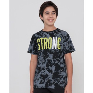 Camiseta Juvenil Manga Curta Tie Dye Strong Preta