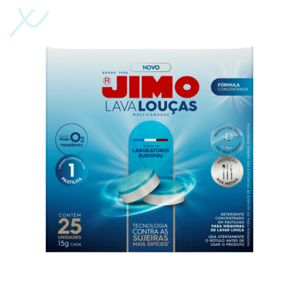 Lava Louça Pastilha Jimo Concentrado Sem Fosfato Multicamadas 25x15g