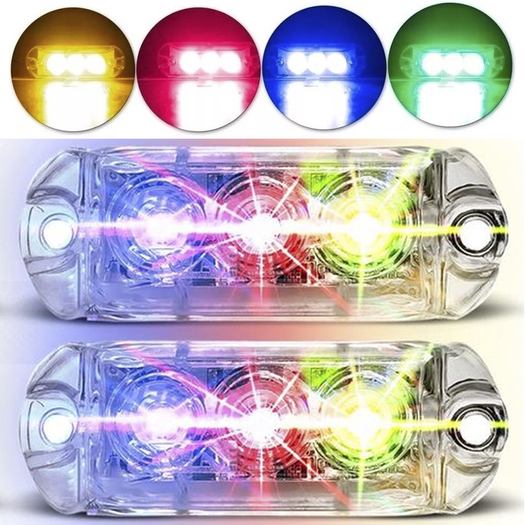 Par De Farol RGB Endereçável AJK Com 3 LEDs De 6W Versátil E Personalizável Com Lente Policarbonato