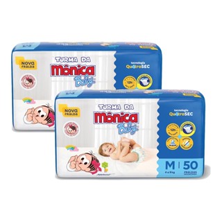 Kit 2 Fraldas Turma da Mônica Baby Mega M com 50un cada