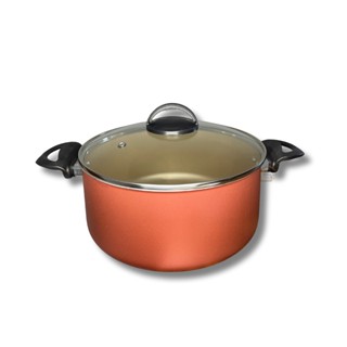 Panela Caçarola 16 cm Antiaderente Teflon com Tampa de Vidro Cor Cereja Gold