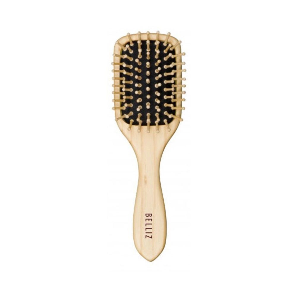 Escova De Cabelo Belliz Wood Retangular Com Cerdas De Madeira em Oferta na Shopee