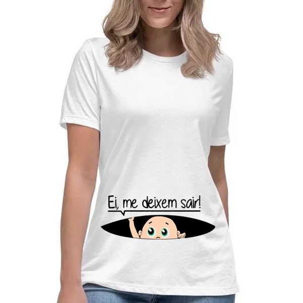 Camiseta ei, me deixem sair! camisa gestante mamãe gravida