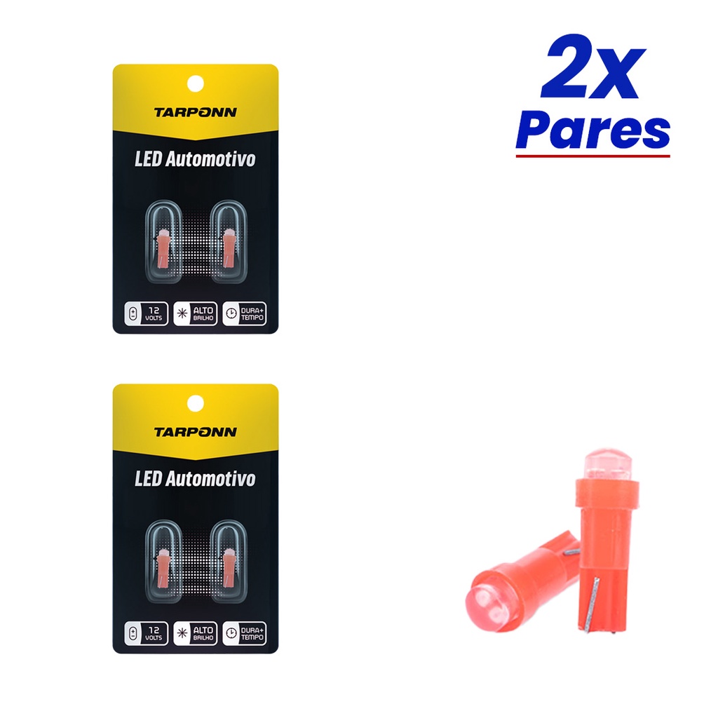 Kit 4 Lâmpadas Led Painel Pinguinho T5 Vermelha 12v Tarponn em Oferta na Shopee