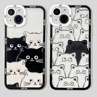 Capa Para Telefone Samsung Galaxy A32 A54 A14 A34 A13 A23 A33 A53 A73 A52 A52S A72 A31 A51 A71 Cartoon Gato Preto Branco Macia TPU À Prova De Choque