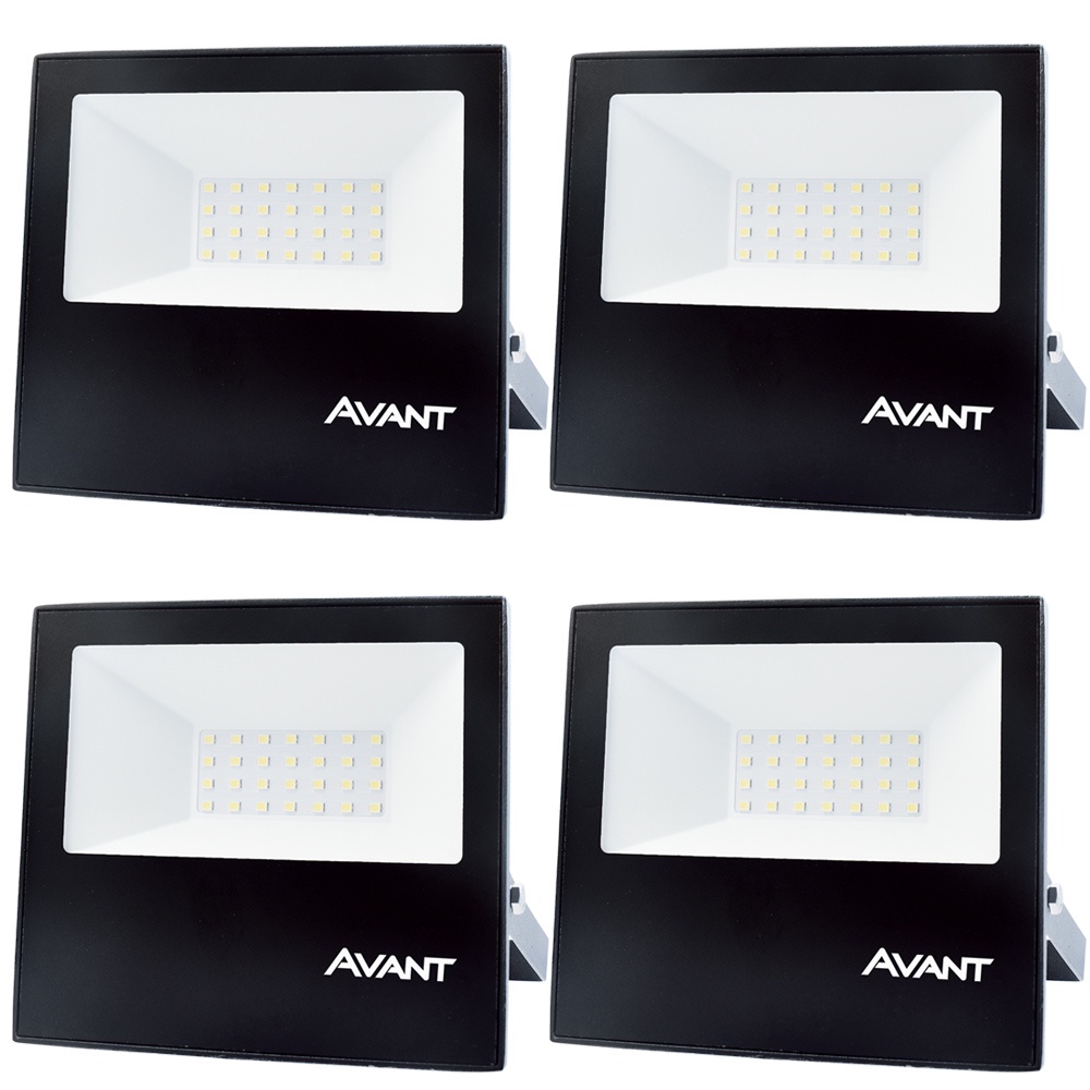 4 Refletor Slim30 Luz Branca 6500k Bivolt 30w Prova de Água Avant - Home & Living
