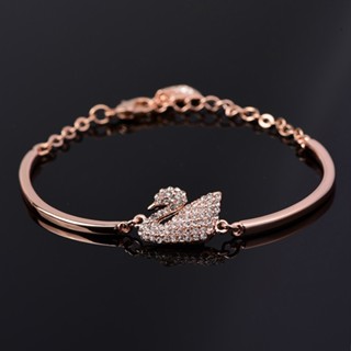 [Entrega 24 Horas] Pulseira de Cisne de Moda Simples Pulseira de Jóias Femininas Micro-Inlaid Zircon Full Diamond Gift Bracelet