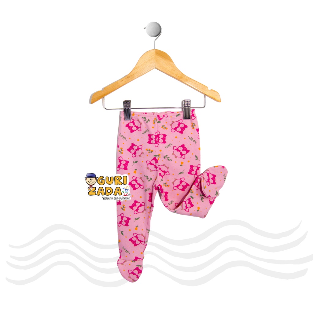 Kit 3 peças - Mijão/Calça Bebê Em Suedine Estampado Com Pé Anatômico - RN/P/M/G/GG - Estampas Sortidas
