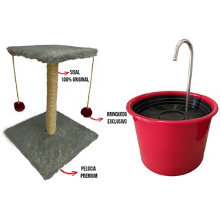 Fonte Bebedouro Para Gatos e Cachorros Arranhador Poste Com Brinquedo