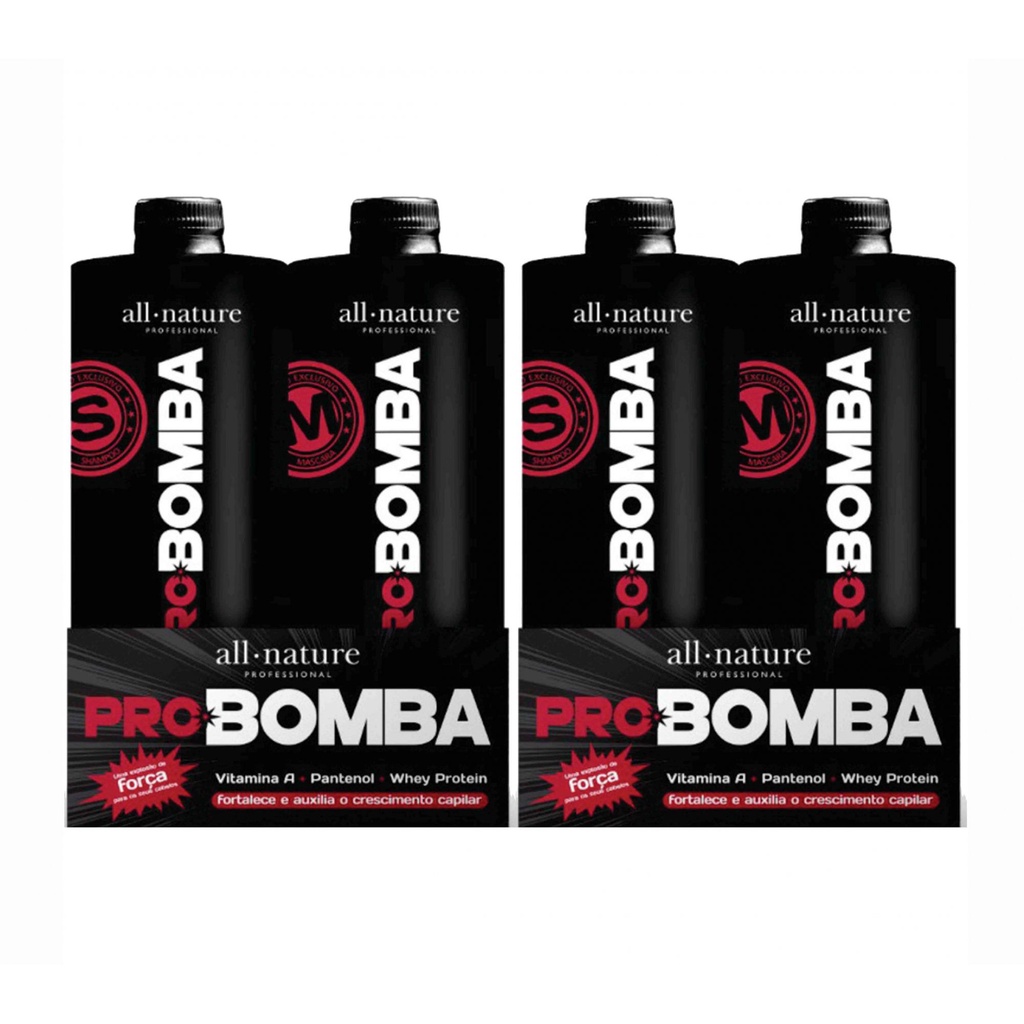 All Nature Kit Pro Bomba Força e Crescimento, Contém Vitamina A, Pantenol, Whey protein e Mix de Aminoácidos 2 Kits