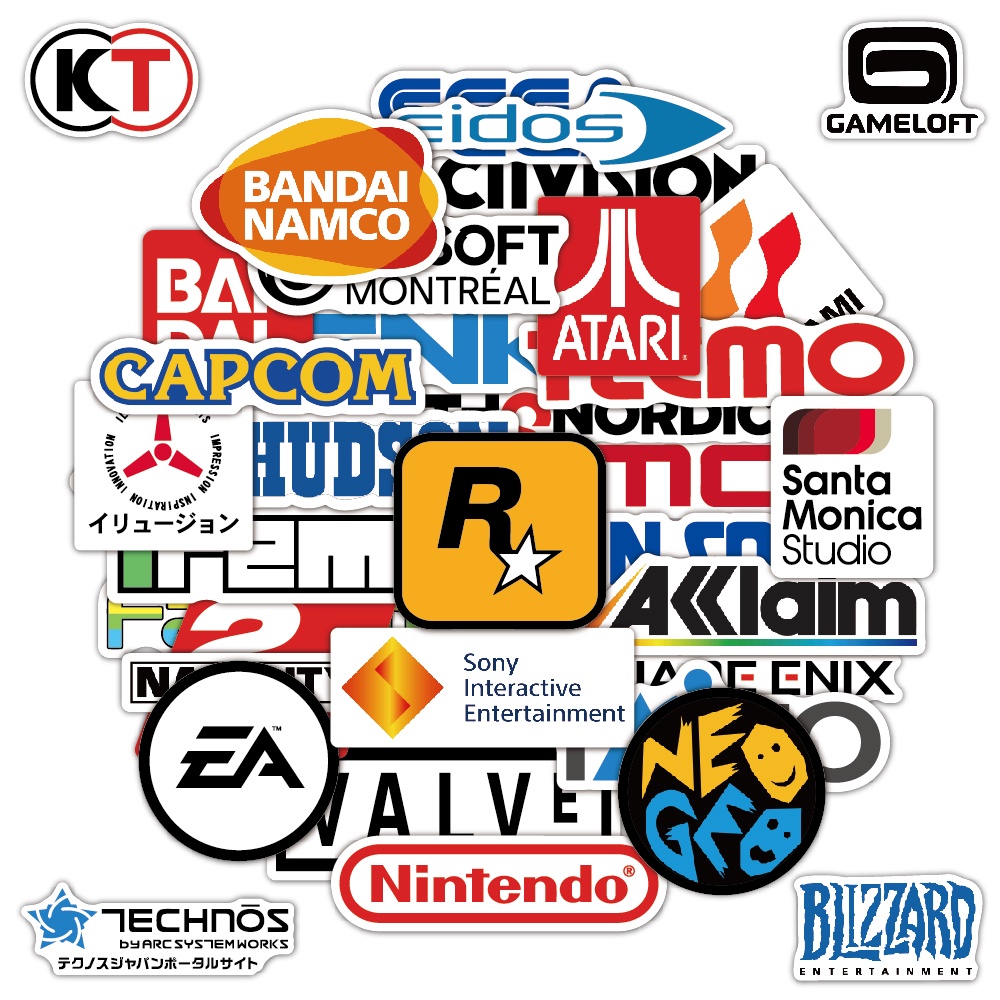 34 pcs Video Game Company Logos Adesivos De PVC À Prova D'água