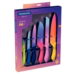 Jogo de Facas Tramontina Colorcut com Lâminas em Aço Inox e Cabos de Polipropileno Pintado 06 Peças 23099832