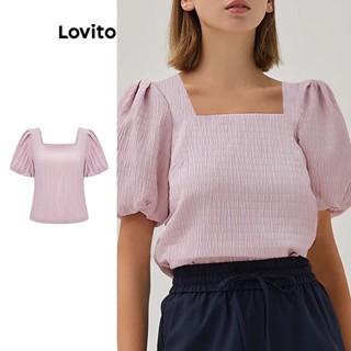 Lovito Blusa de Tecido Jacquard para Mulheres L62ED002 (Rosa)