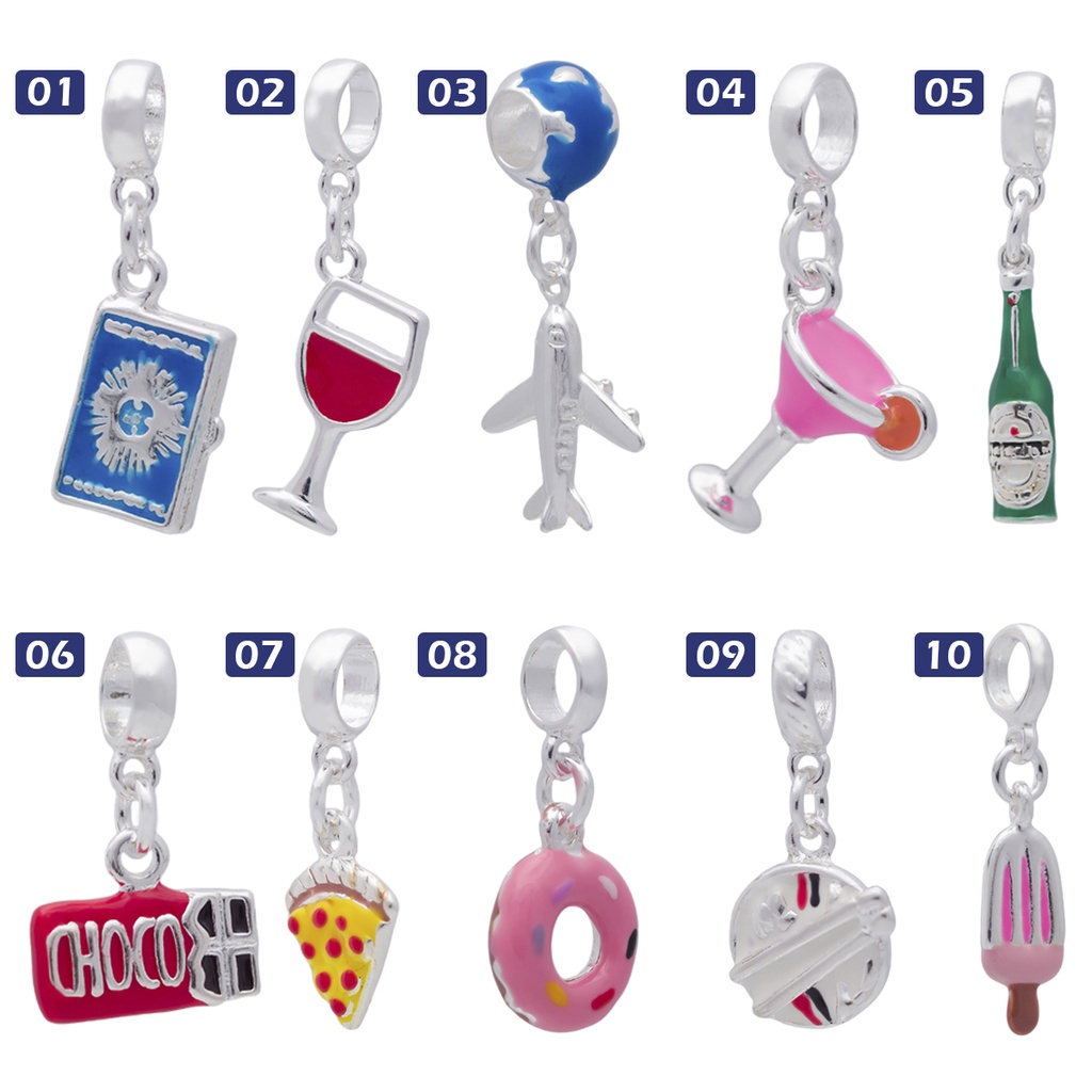 Berloque Pingente Viagem Comida Gourmet em Oferta na Shopee