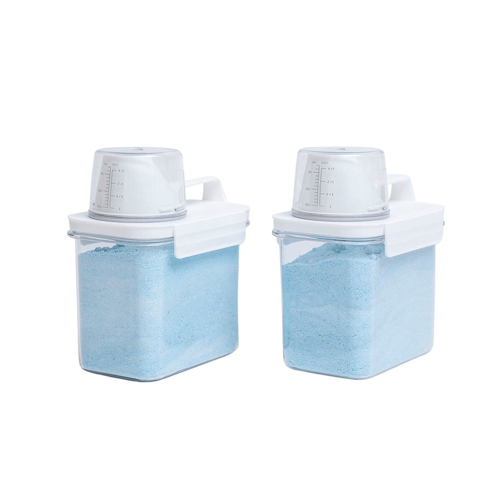 Kit com 2 porta sabão em pó 1,1L com copo dosador e travas - Oikos - Home & Living