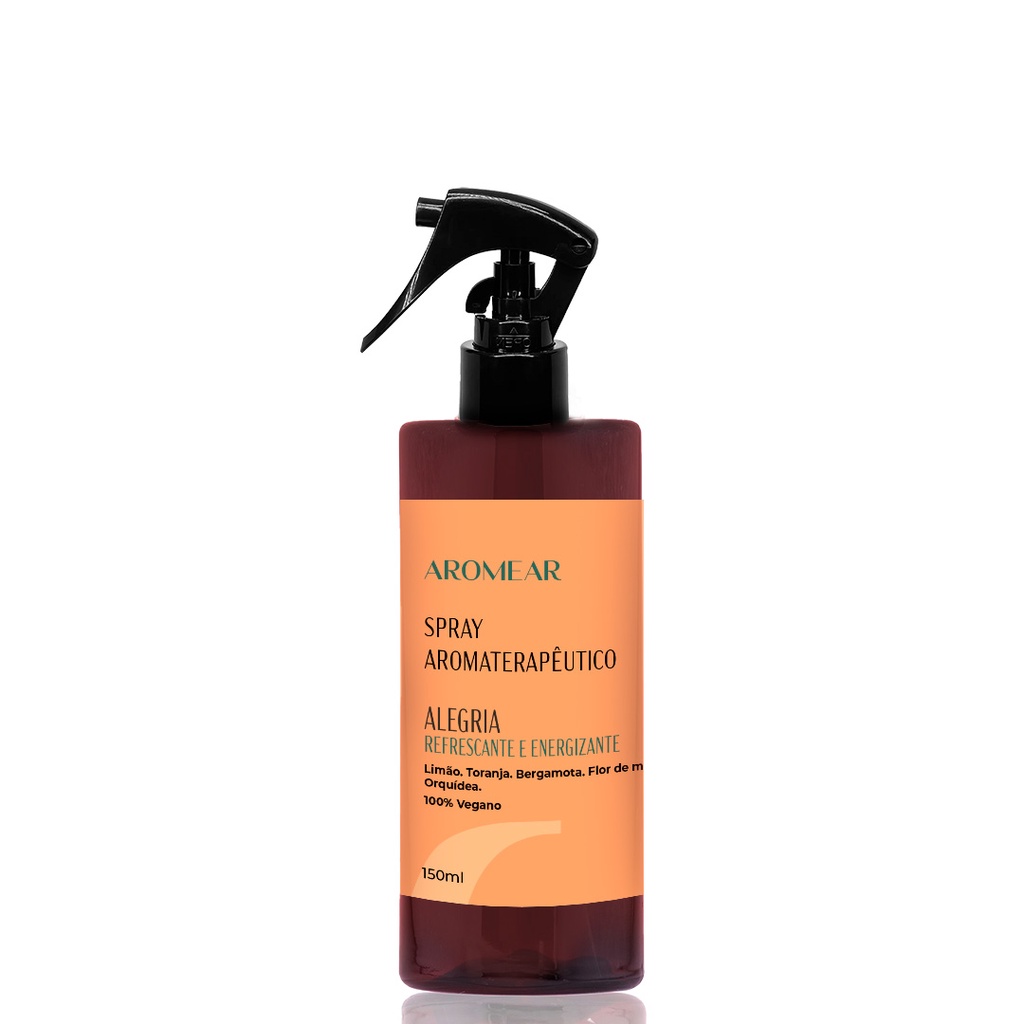 Spray de Ambiente Aromaterapêutico - ALEGRIA - 150ml - Com Limão, Toranja, Bergamota, Flor de Maça e Orquídea - 100% Veg
