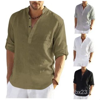Camisa de linho algodão manga longa SQRI masculina