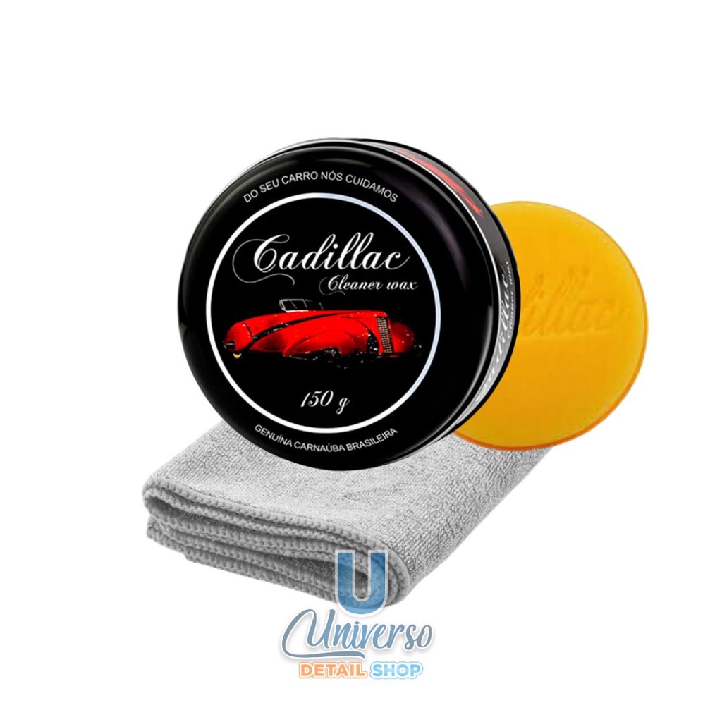 Cera Limpadora Cadillac Cleaner Wax 150g + Pano de Microfibra + Aplicador de Espuma em Oferta na Shopee
