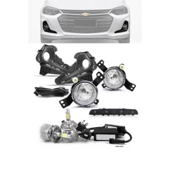 Kit Farol de Milha Neblina Chevrolet Onix e Onix Plus Sedan 2020 em Diante com Botão Painel + Kit Lâmpada Super LED 6000K