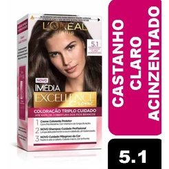 Coloração Imédia Excellence L'oreal Creme 5.1 Castanho Claro Acinzentado