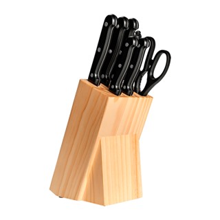 Conjunto De Facas Brinox Daily - 8 Peças Com Cepo De Madeira