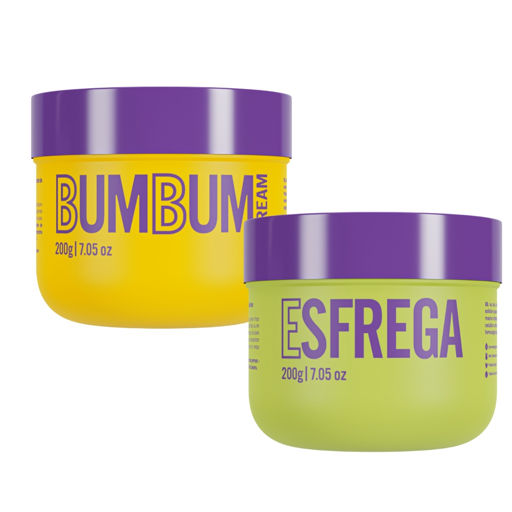 Kit Bumbum Cream e Esfoliante Corporal Esfrega Anti Celulite Renovação Pele | Antiestrias e Celulite - Beauty