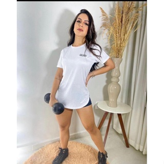 Blusa Academia Feminina Tapa Bumbum Long Line Dry Fit Camiseta Sobre Legging em Oferta na Shopee