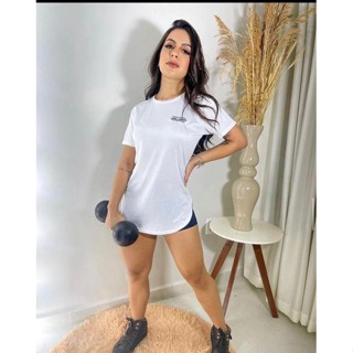 Blusa Academia Feminina Tapa Bumbum Long Line Dry Fit Camiseta Sobre Legging em Oferta na Shopee