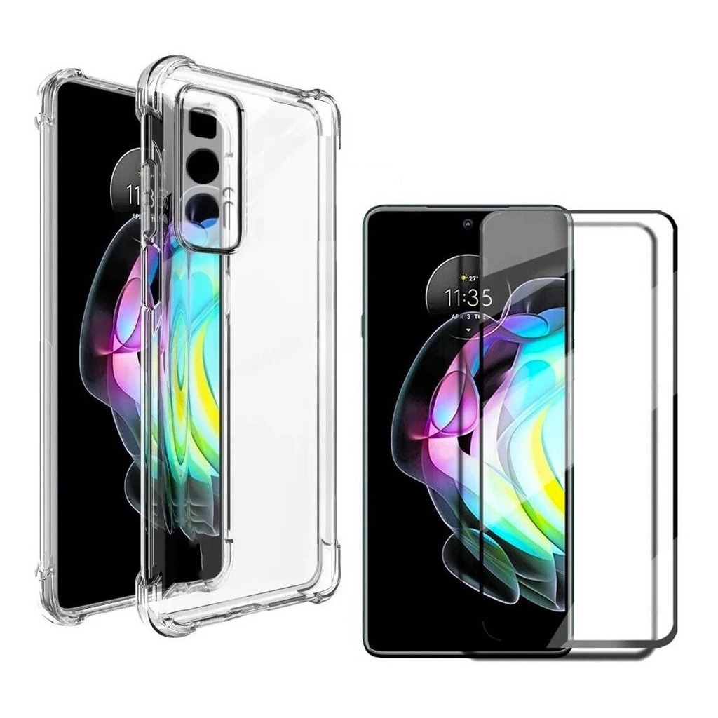 Capa Case Capinha Anti Impacto Compatível Com Moto Edge 20 + Película 3D Vidro Temperado