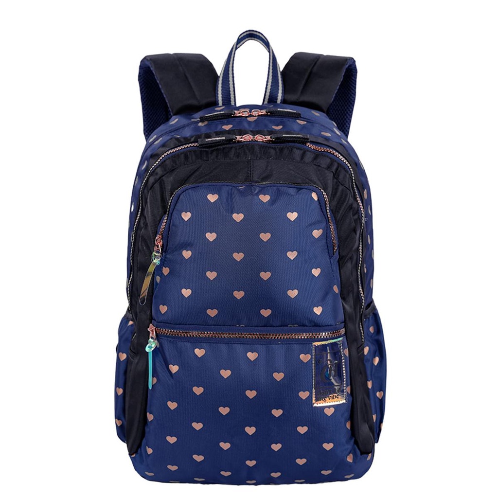 Mochila Grande 2 Compartimentos Capricho Wishes - Azul