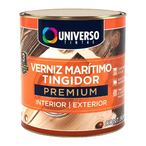 Verniz Para Madeira Marítimo Tingidor Premium 1/4 900ml Interior/Exterior - Universo (Escolha a Cor)