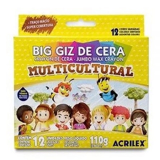 BIG GIZ DE CERA MULTI 12 CORES SEM COR    ACRILEX   91220000 em Oferta na Shopee