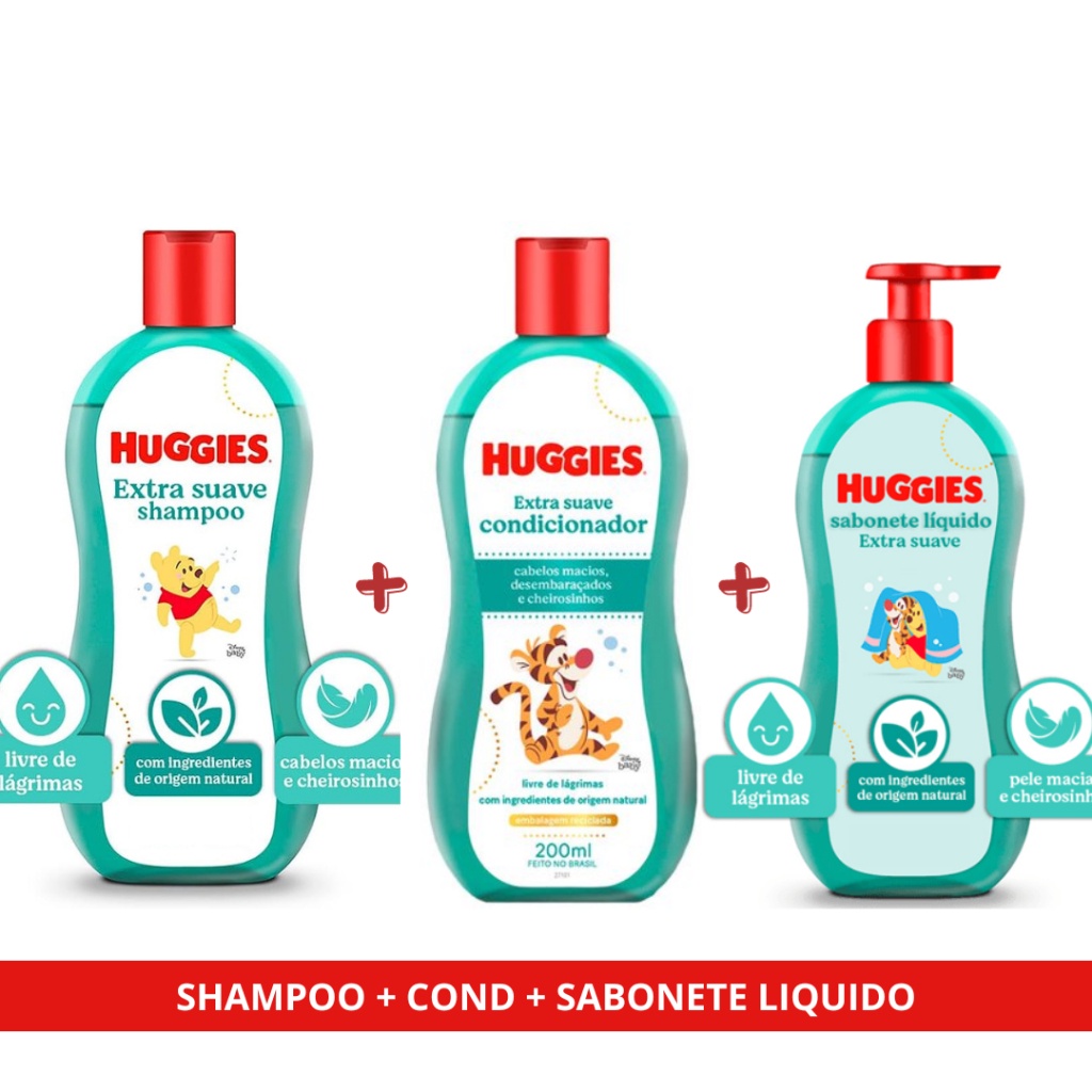 Kit Higiene Huggies Extra Suave Shampoo + Condicionador + Sabonete liquido 200ML