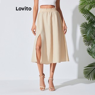 Lovito Saias Boho Lisas Com Acabamento Em Alface Para Mulheres LBL07141