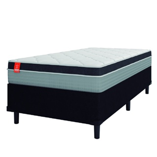 Cama Box Solteiro Colchão Molas Ensacadas Real 88x188x65cm Preto / Cinza- Suporta até 130Kg por Pess em Oferta na Shopee