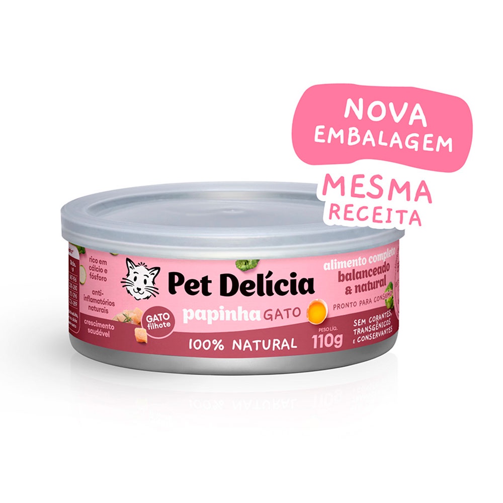 Ração Úmida Para Gatos Filhotes Pet Delícia Sabor Papinha de Frango 110g