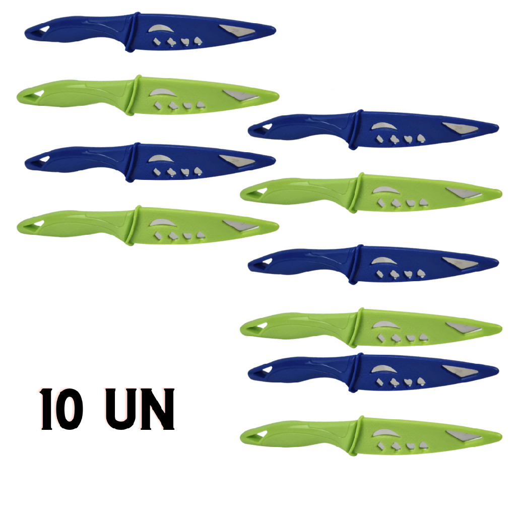 Kit 10 Facas Legumes Frutas Super Afiada Lâmina Inox 20cm em Oferta na Shopee