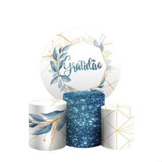 Painel Redondo + 3 Capas Cilindros tecido sublimado Gratidão em Oferta na Shopee