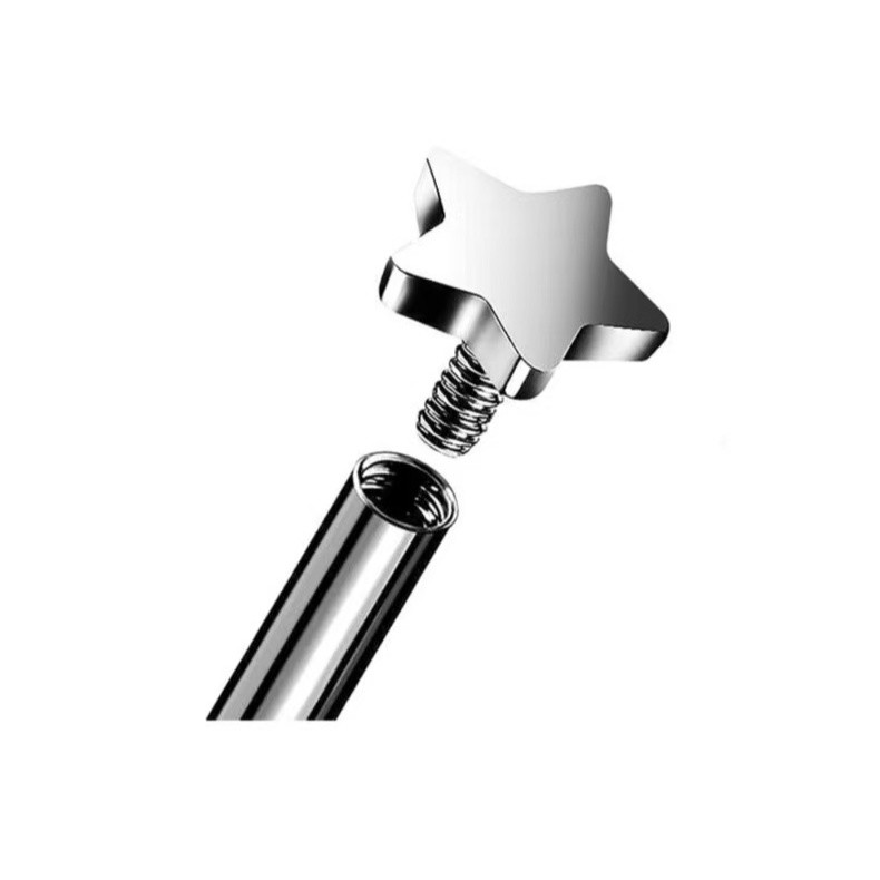 Detalhes do Kit 3 Piercing Labret Hipoalergênico Aço cirugirco Tragus Coração Estrela Raio Lua KB120