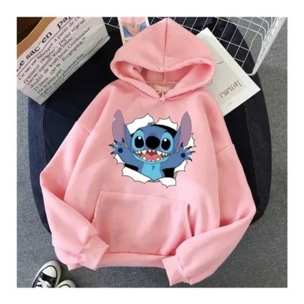Abrigo De Frio Casaco Moletom Feminino Desenho Lilo & Stitch