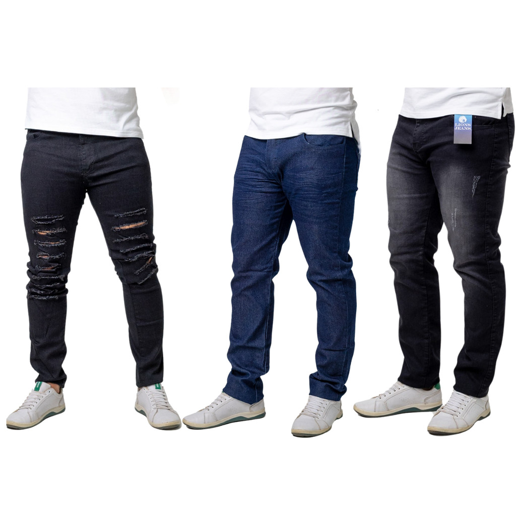 Kit Exclusivo de 3 Calças Masculinas Jeans Lycra Elastano Moda Casual Inverno Verão Presente Ideal